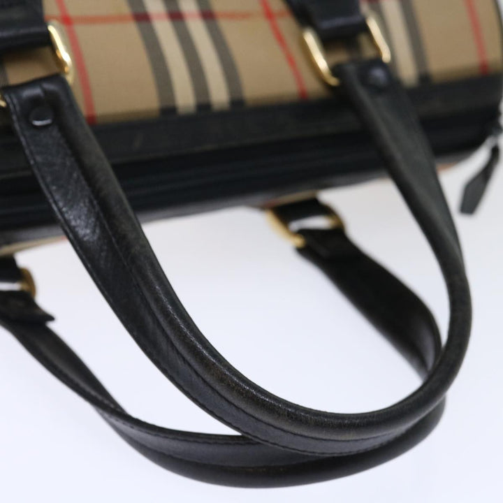 BURBERRYSs Nova Check Boston Bag Canvas Beige Auth yk11862