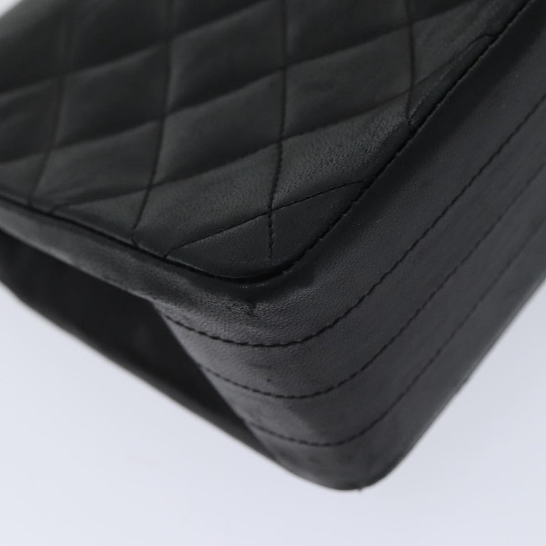 Top Quality Chanel Matelasse Turn Lock Chain Shoulder Bag Lamb Skin Black CC Auth yk11890A