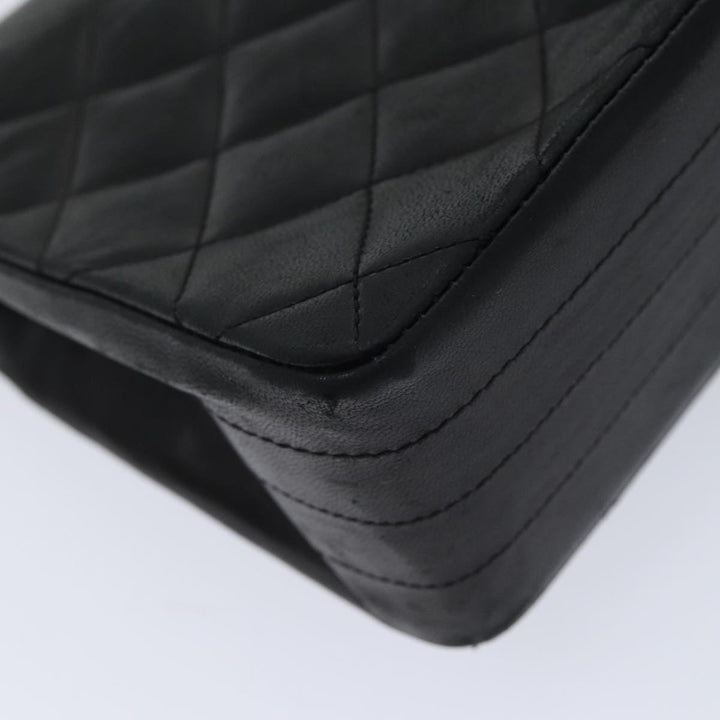 Top Quality Chanel Matelasse Turn Lock Chain Shoulder Bag Lamb Skin Black CC Auth yk11890A