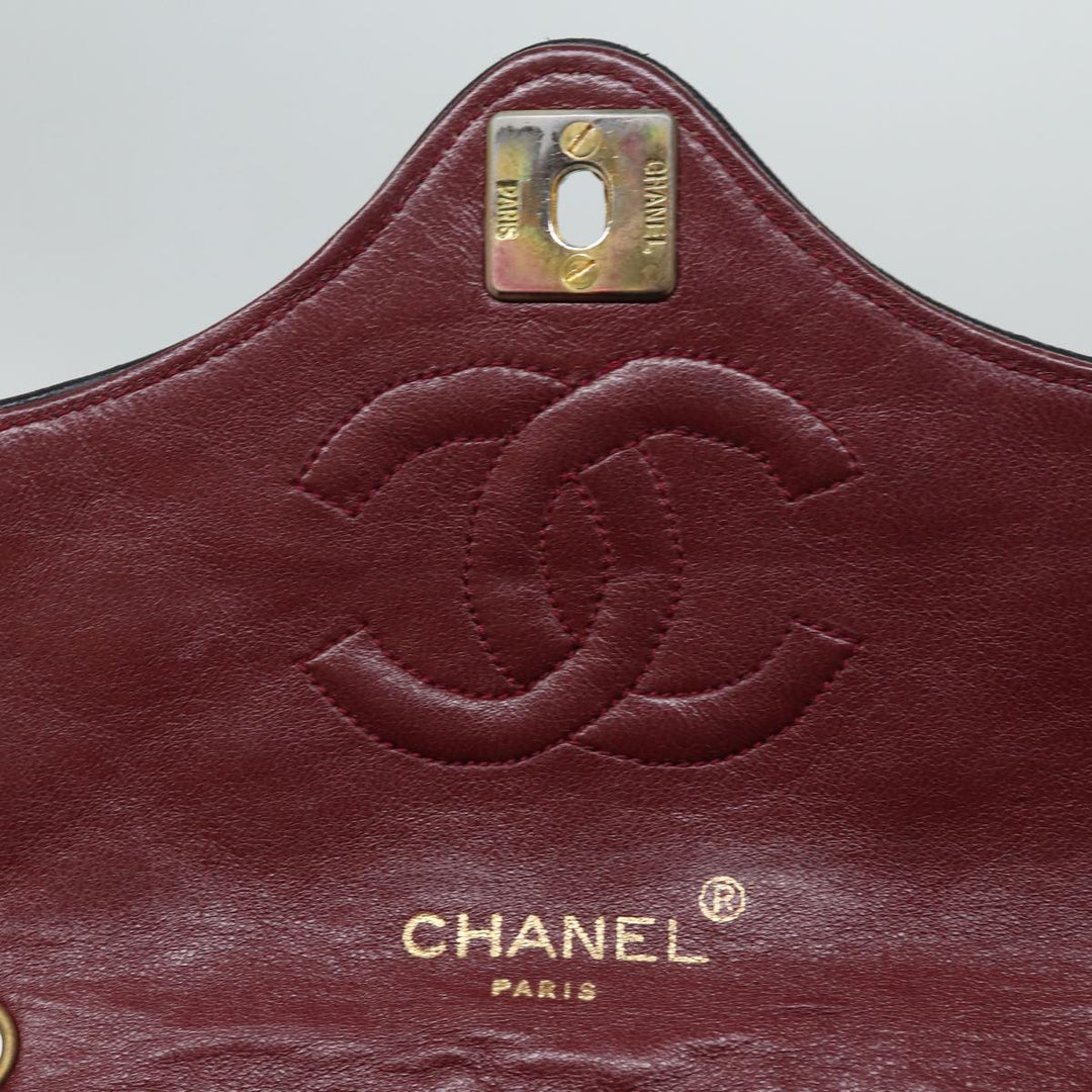 Chanel Matelasse Turn Lock Chain Shoulder Bag Lamb Skin Black CC Auth yk11890A