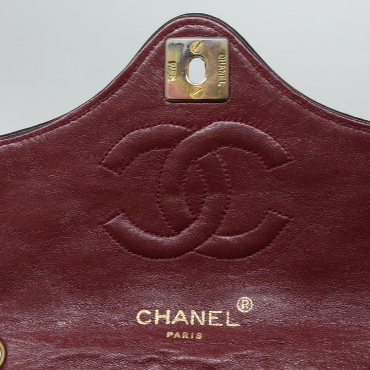 Chanel Matelasse Turn Lock Chain Shoulder Bag Lamb Skin Black CC Auth yk11890A