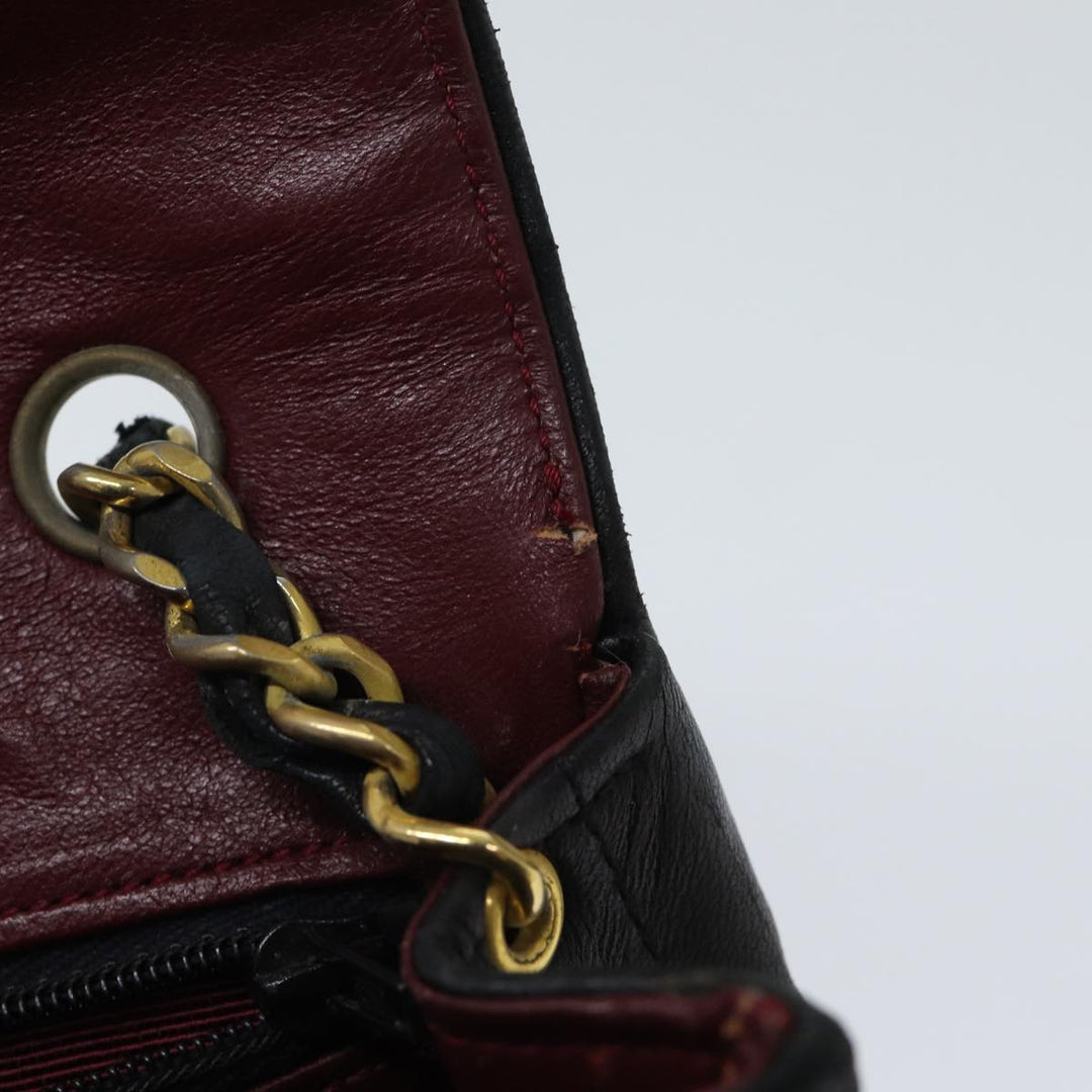 Chanel Matelasse Turn Lock Chain Shoulder Bag Lamb Skin Black CC Auth yk11890A