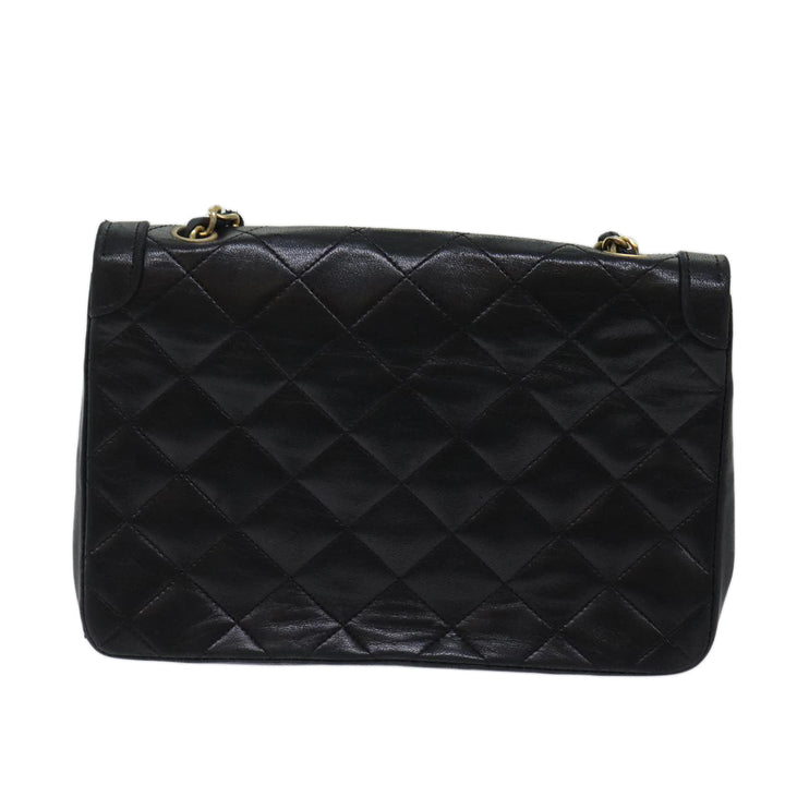 Chanel Matelasse Turn Lock Chain Shoulder Bag Lamb Skin Black CC Auth yk11890A