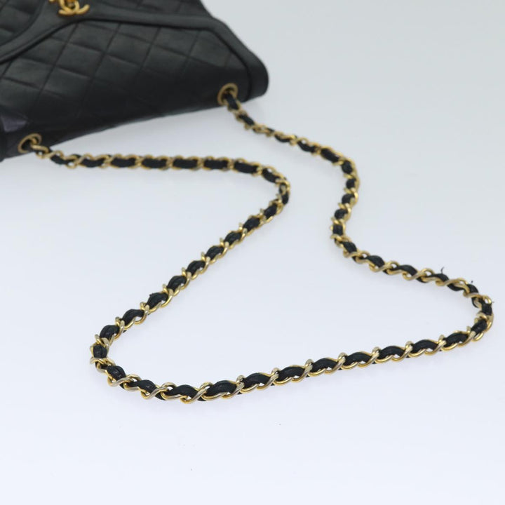 Chanel Matelasse Turn Lock Chain Shoulder Bag Lamb Skin Black CC Auth yk11890A