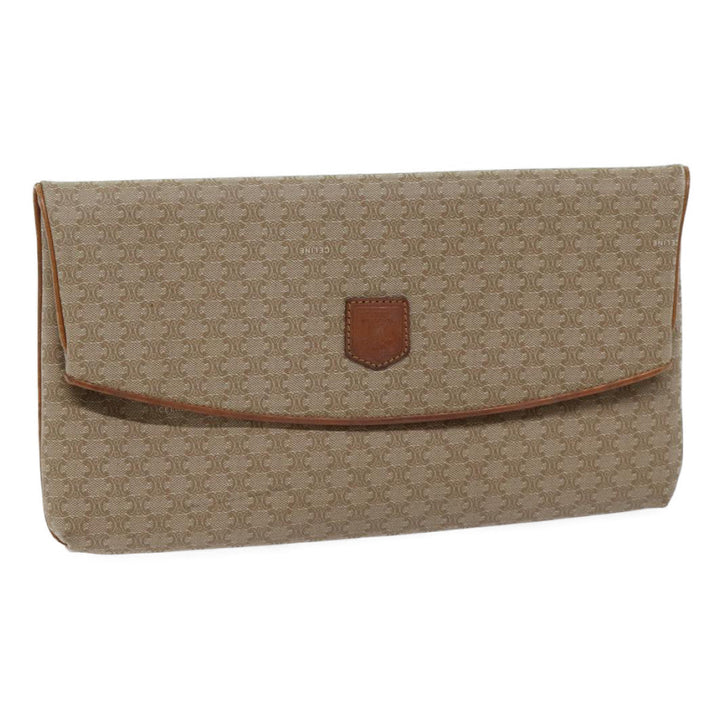 Celine Macadam Canvas Clutch Bag Beige Auth yk11947