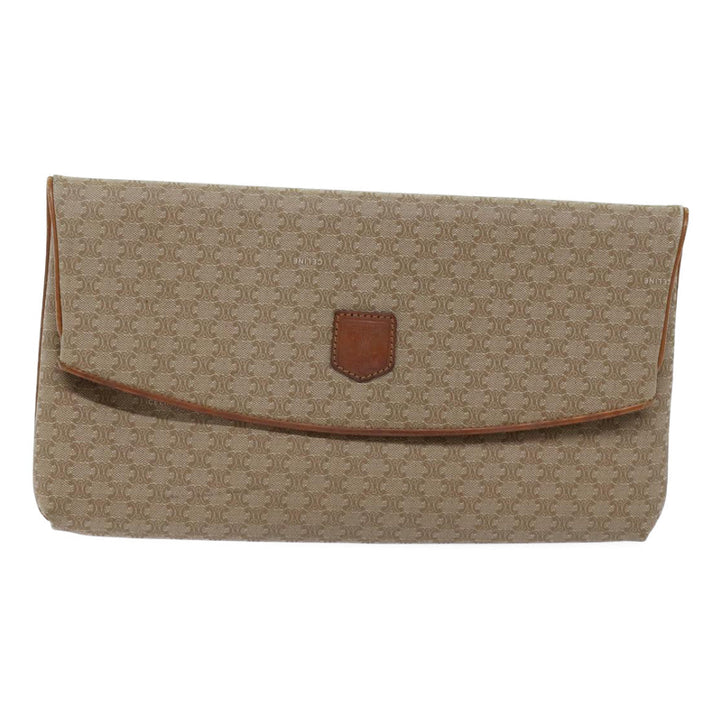 Celine Macadam Canvas Clutch Bag Beige Auth yk11947