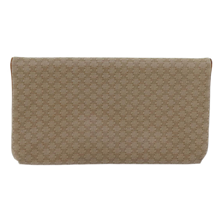 Celine Macadam Canvas Clutch Bag Beige Auth yk11947