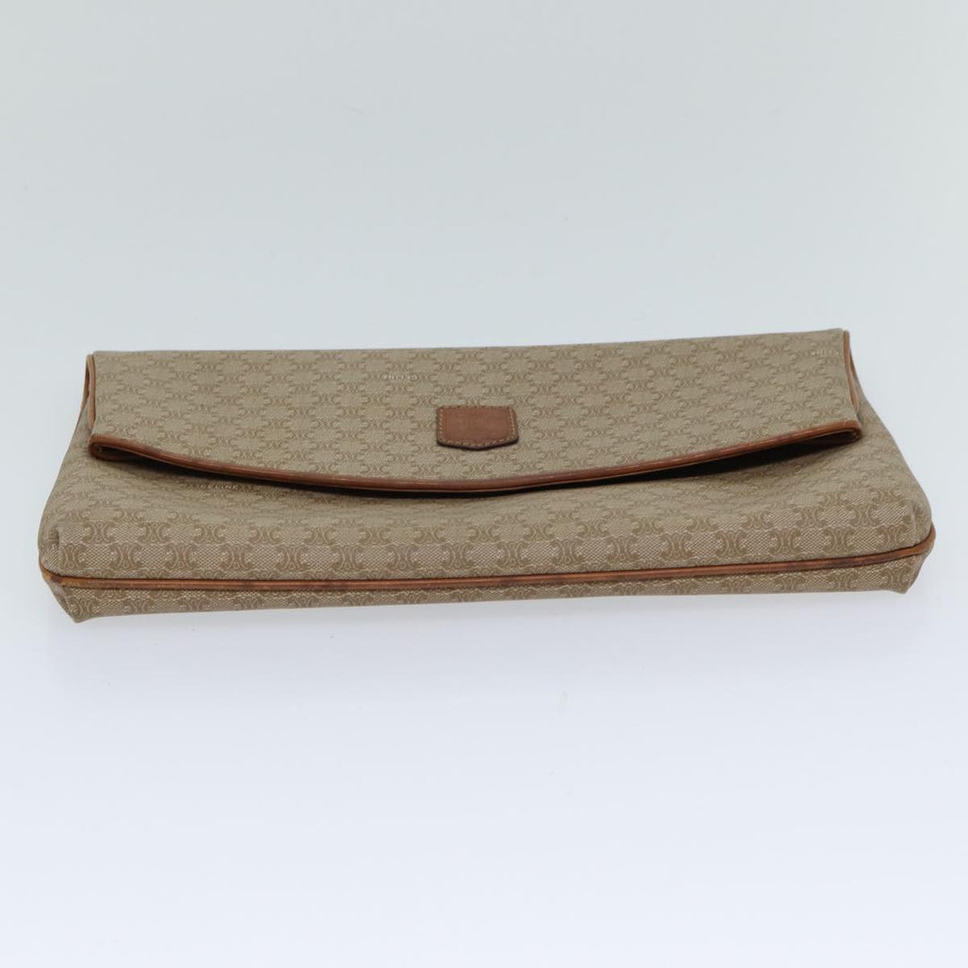 Celine Macadam Canvas Clutch Bag Beige Auth yk11947