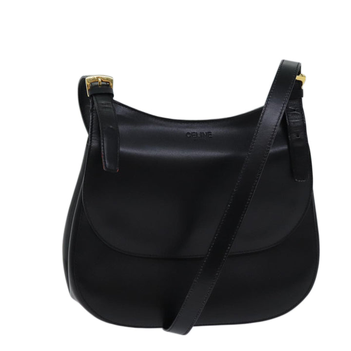 Celine Shoulder Bag Leather Black 11965