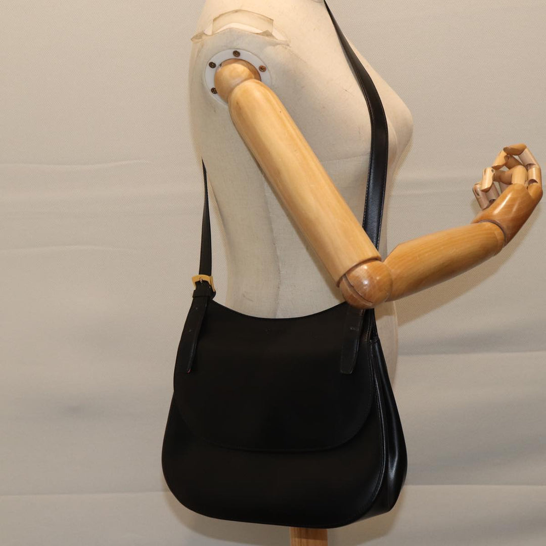 Celine Shoulder Bag Leather Black 11965