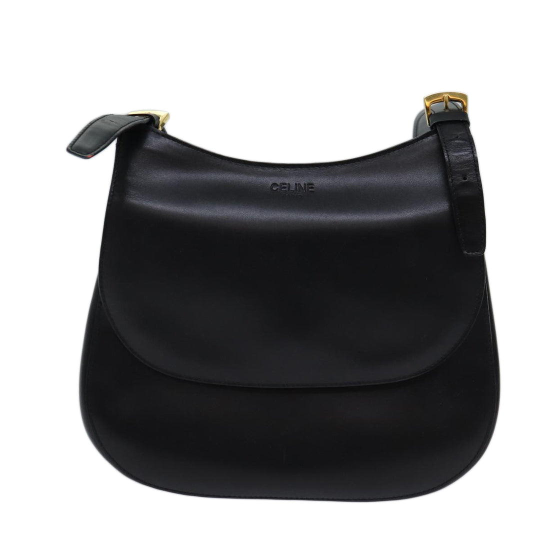 Celine Shoulder Bag Leather Black 11965