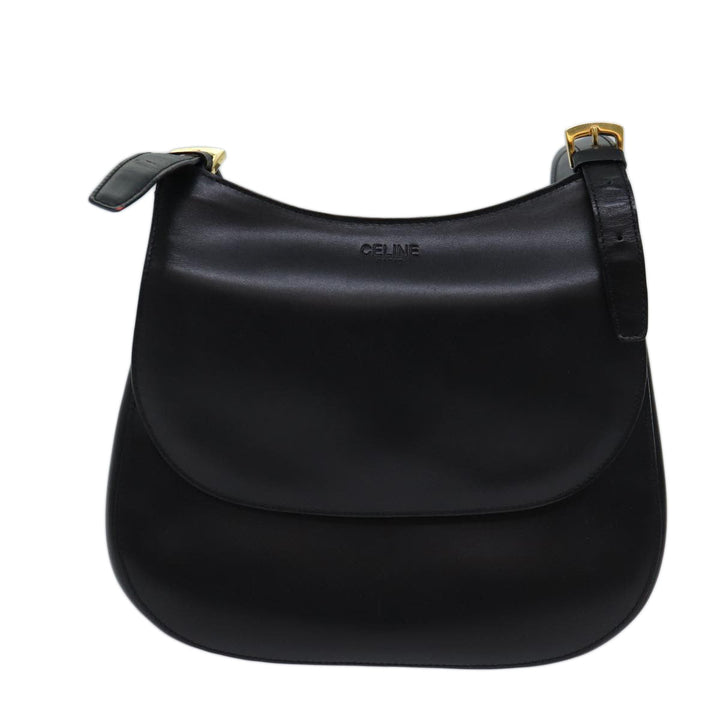 Celine Shoulder Bag Leather Black 11965