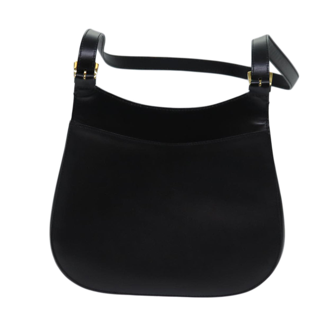 Celine Shoulder Bag Leather Black 11965