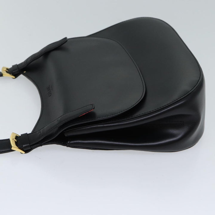 Celine Shoulder Bag Leather Black 11965