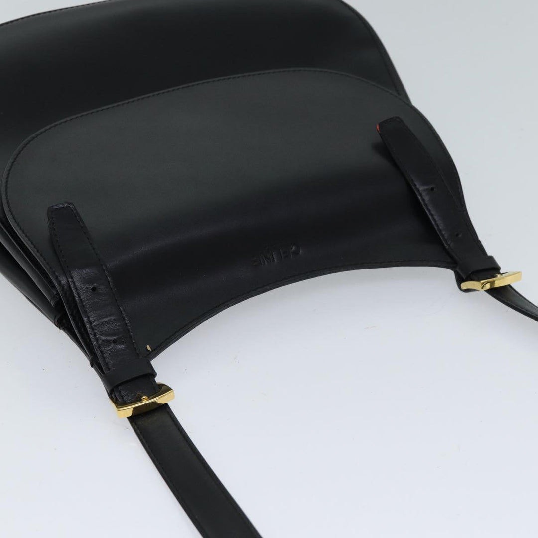 Celine Shoulder Bag Leather Black 11965