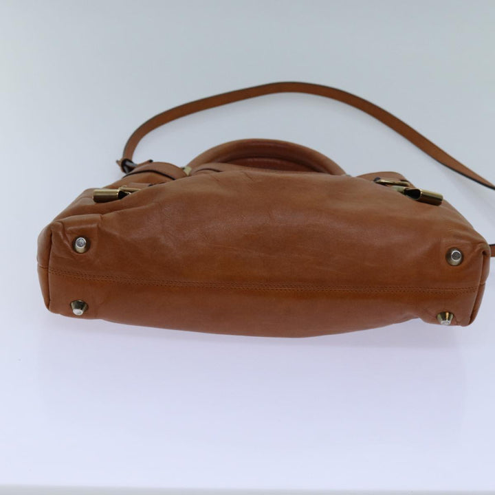 Chloe Victoria Hand Bag Leather 2way Brown yk11966