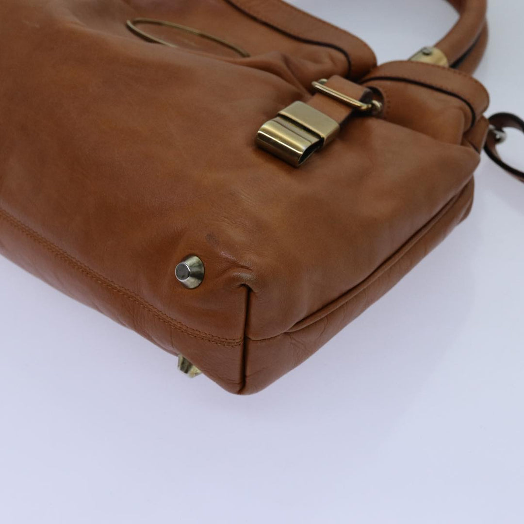 Chloe Victoria Hand Bag Leather 2way Brown yk11966