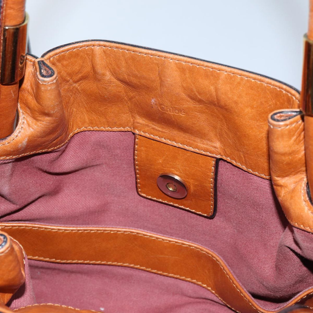 Chloe Victoria Hand Bag Leather 2way Brown yk11966
