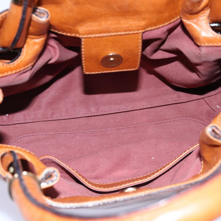 Chloe Victoria Hand Bag Leather 2way Brown yk11966