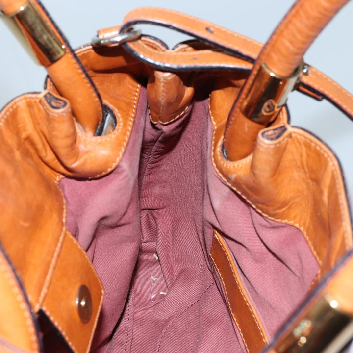 Chloe Victoria Hand Bag Leather 2way Brown yk11966