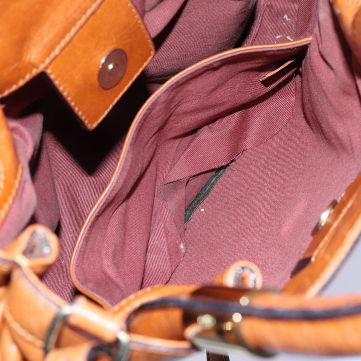 Chloe Victoria Hand Bag Leather 2way Brown yk11966