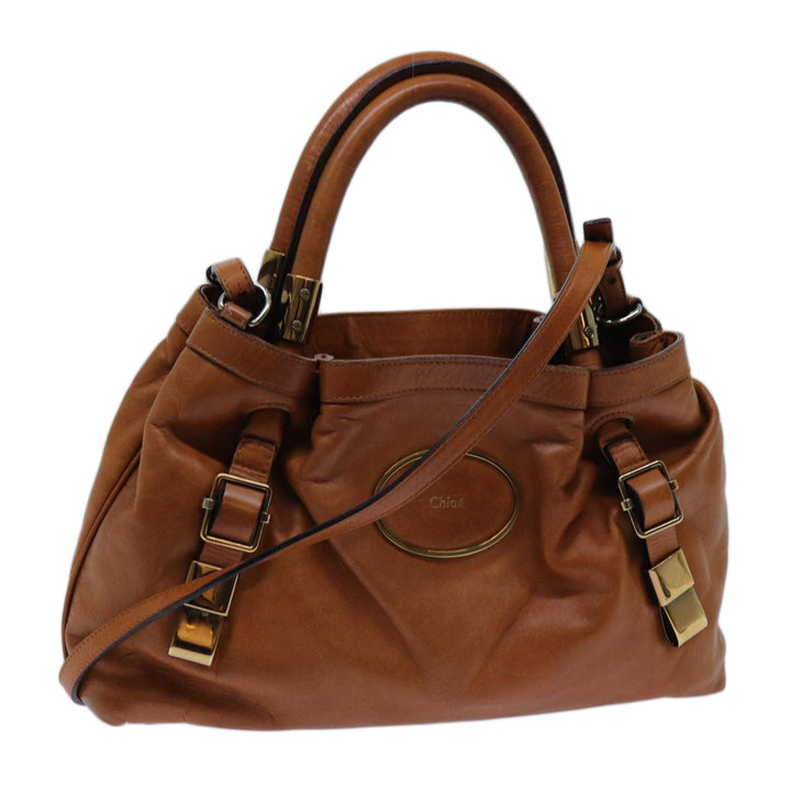 Chloe Victoria Hand Bag Leather 2way Brown yk11966