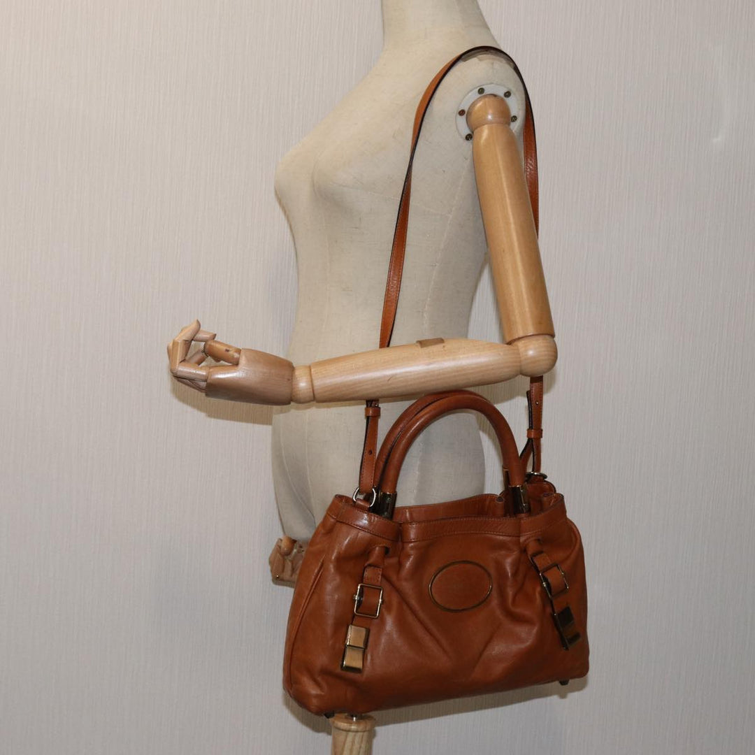 Chloe Victoria Hand Bag Leather 2way Brown yk11966