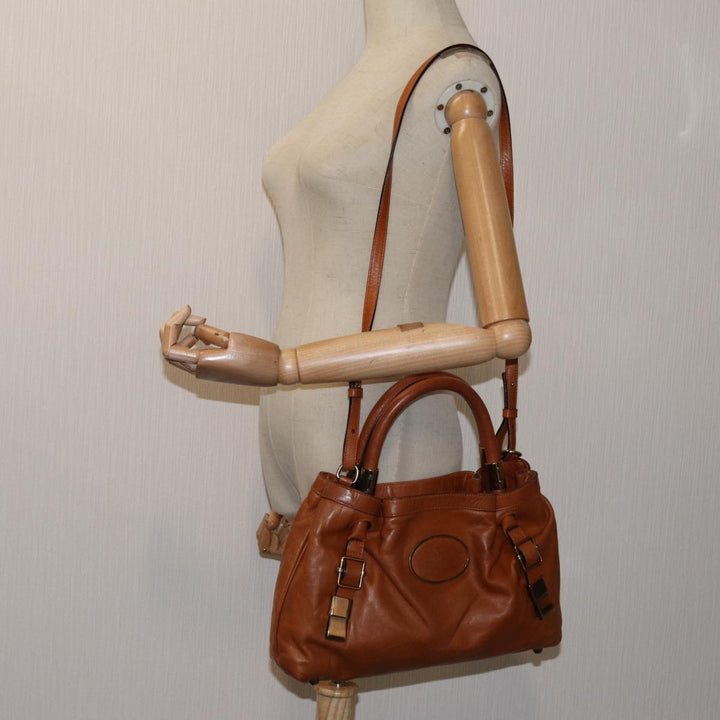 Chloe Victoria Hand Bag Leather 2way Brown yk11966