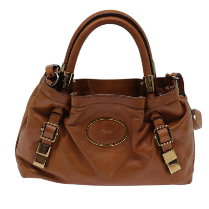 Chloe Victoria Hand Bag Leather 2way Brown yk11966