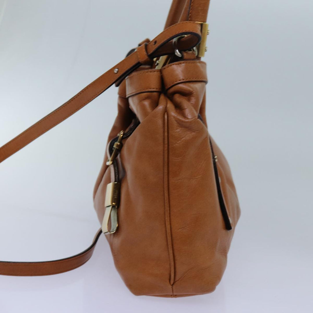 Chloe Victoria Hand Bag Leather 2way Brown yk11966