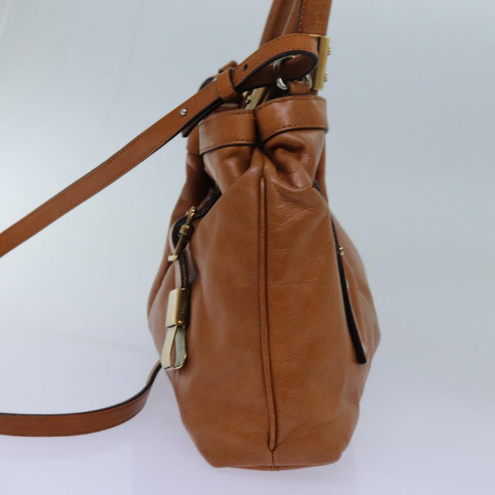 Chloe Victoria Hand Bag Leather 2way Brown yk11966