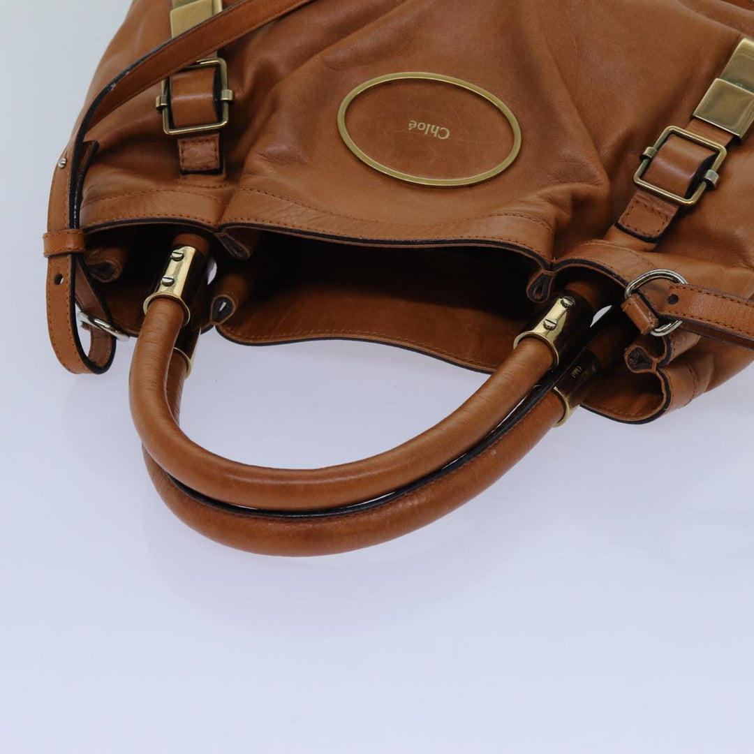 Chloe Victoria Hand Bag Leather 2way Brown yk11966