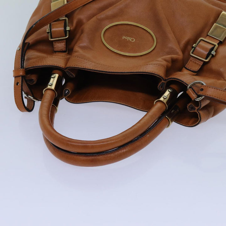 Chloe Victoria Hand Bag Leather 2way Brown yk11966