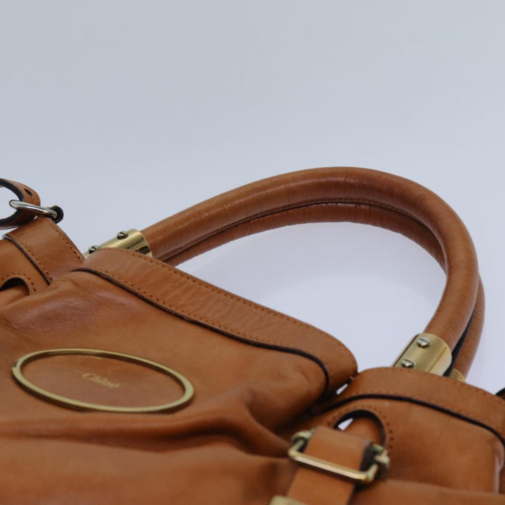 Chloe Victoria Hand Bag Leather 2way Brown yk11966
