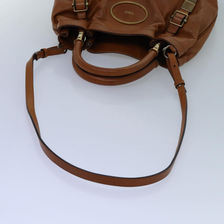 Chloe Victoria Hand Bag Leather 2way Brown yk11966