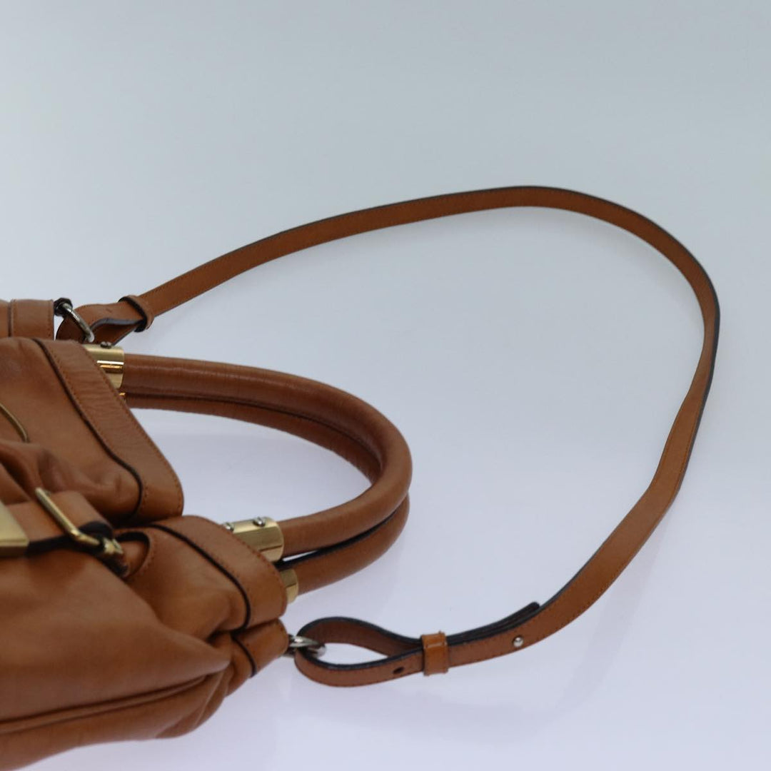 Chloe Victoria Hand Bag Leather 2way Brown yk11966