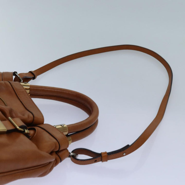 Chloe Victoria Hand Bag Leather 2way Brown yk11966