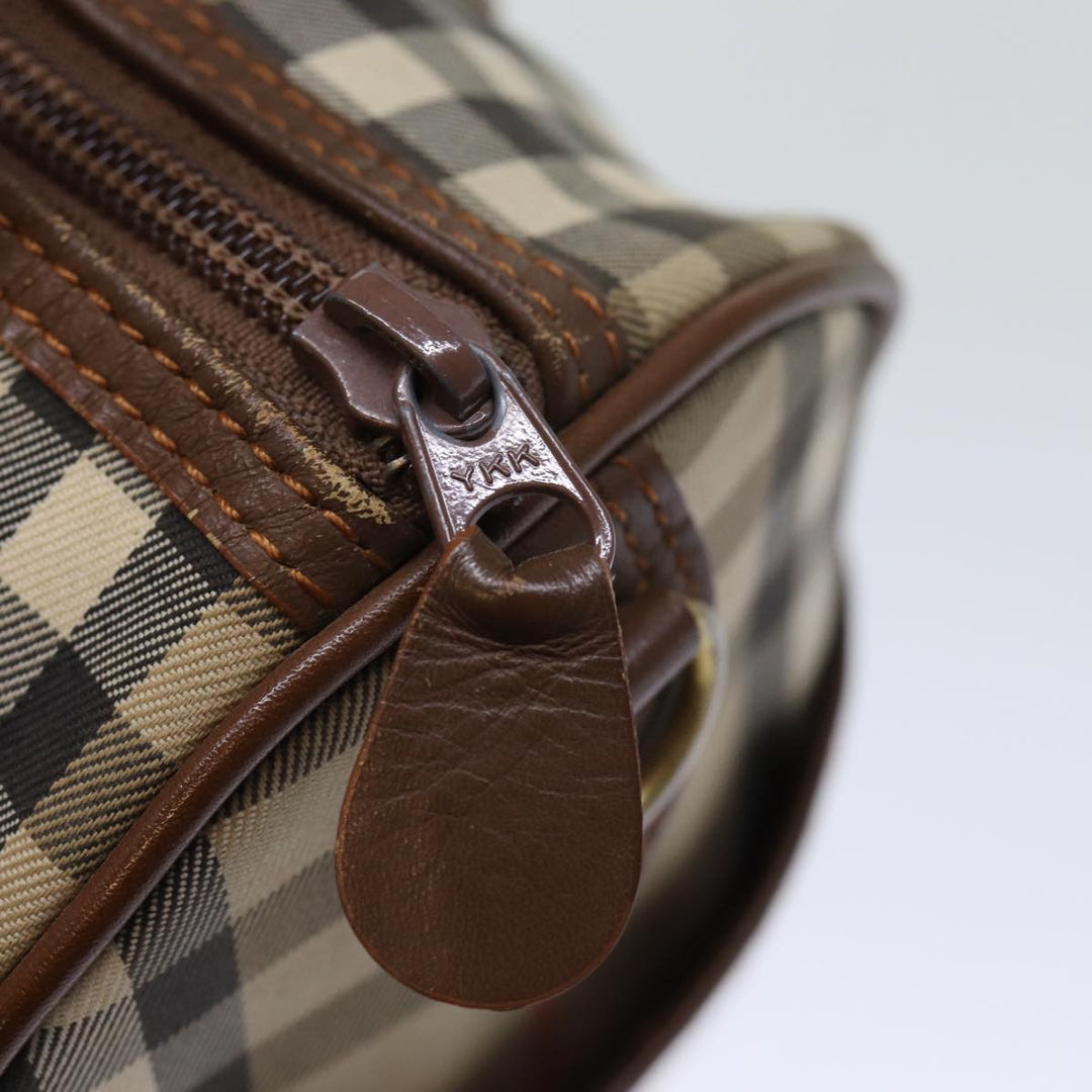BurberrySs Nova Check Boston Bag Canvas Beige Auth yk12086