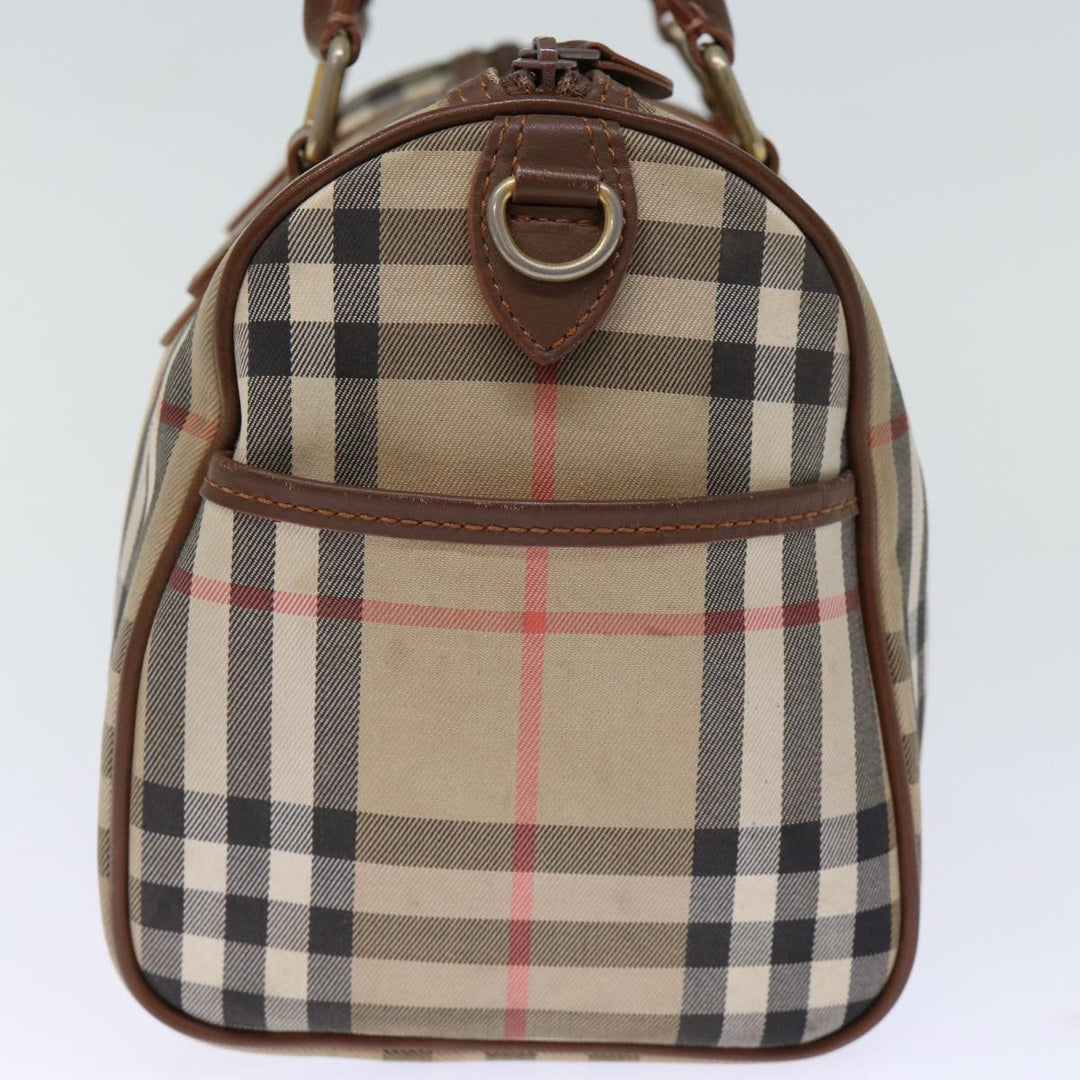 BurberrySs Nova Check Boston Bag Canvas Beige Auth yk12086