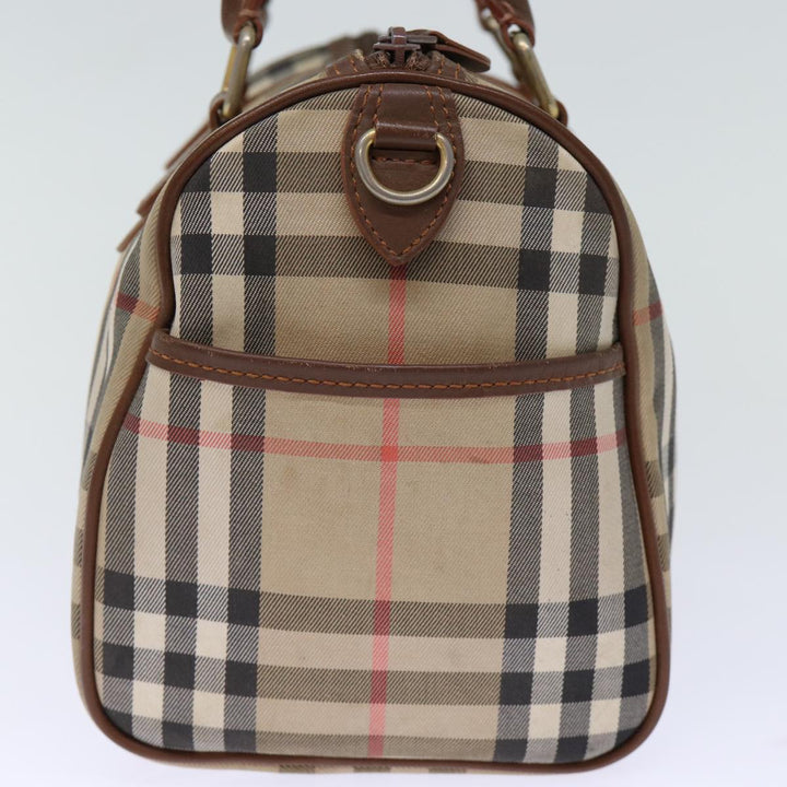 BurberrySs Nova Check Boston Bag Canvas Beige Auth yk12086