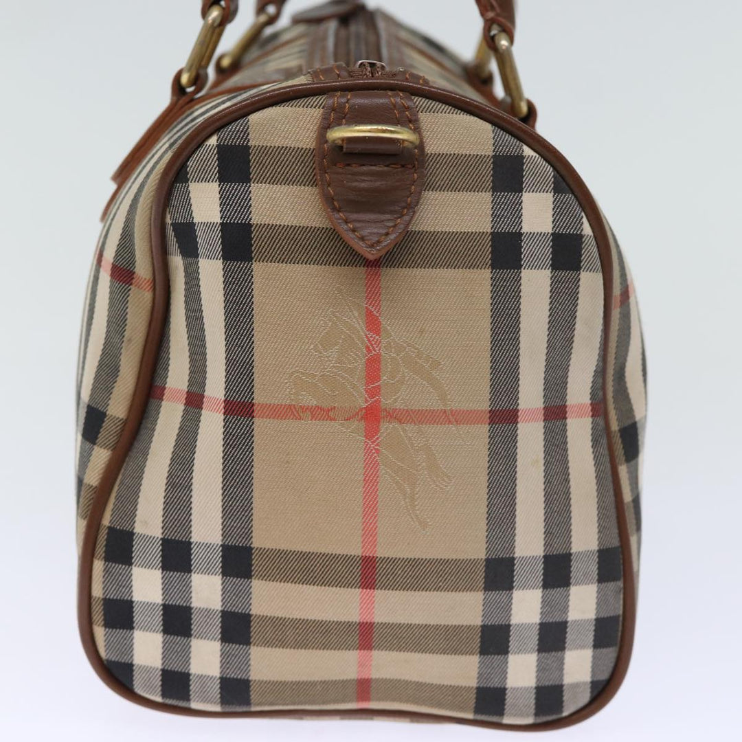 BurberrySs Nova Check Boston Bag Canvas Beige Auth yk12086