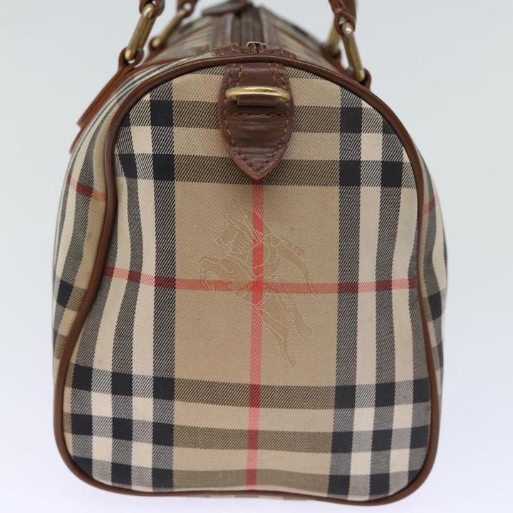 BurberrySs Nova Check Boston Bag Canvas Beige Auth yk12086