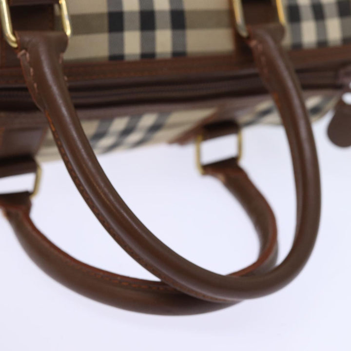 BurberrySs Nova Check Boston Bag Canvas Beige Auth yk12086