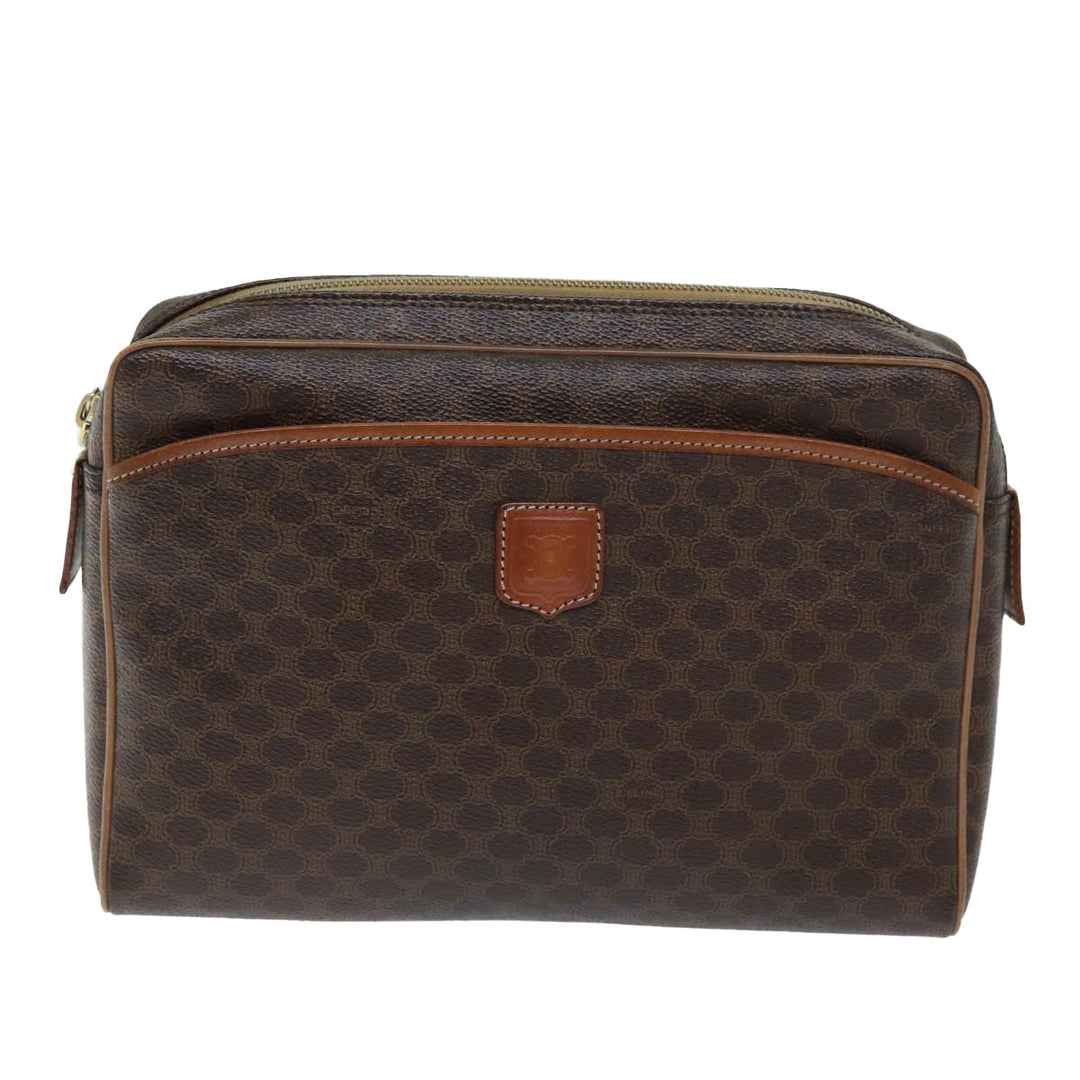 Celine Macadam Canvas Clutch Bag PVC Brown 12150