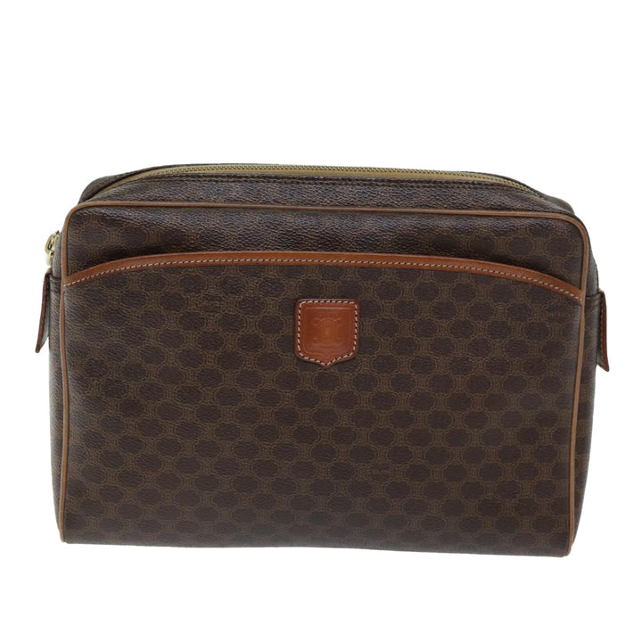 Celine Macadam Canvas Clutch Bag PVC Brown 12150