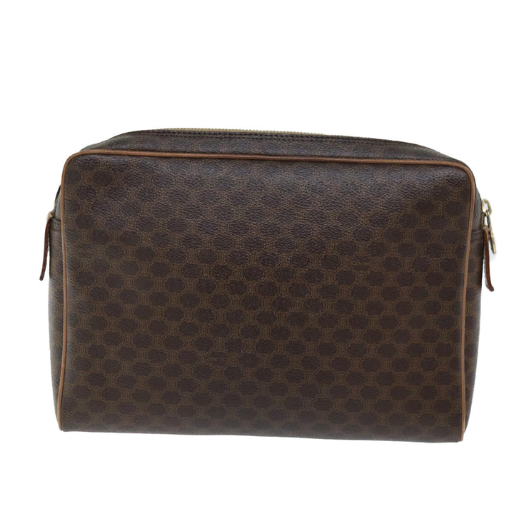 Celine Macadam Canvas Clutch Bag PVC Brown 12150