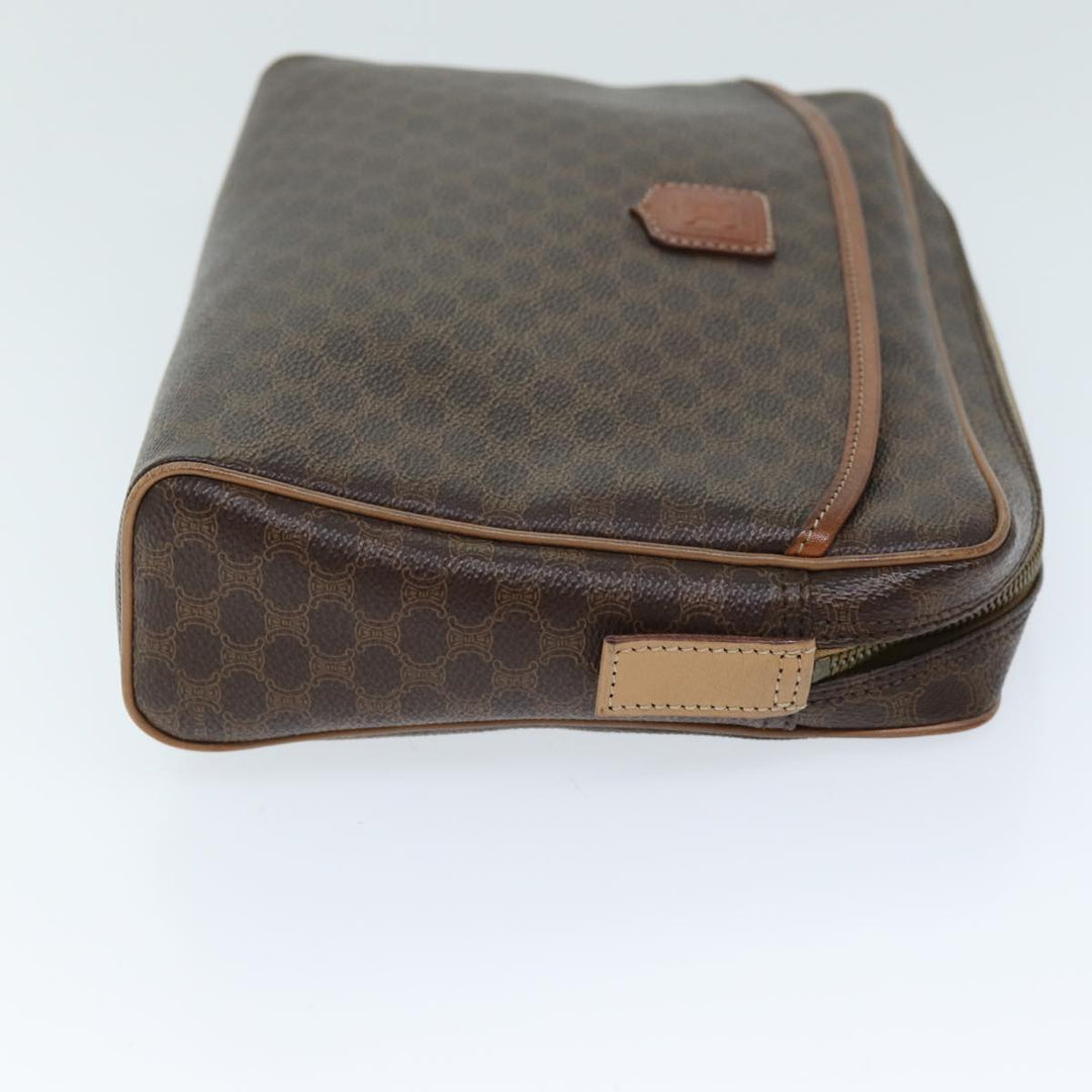 Celine Macadam Canvas Clutch Bag PVC Brown 12150