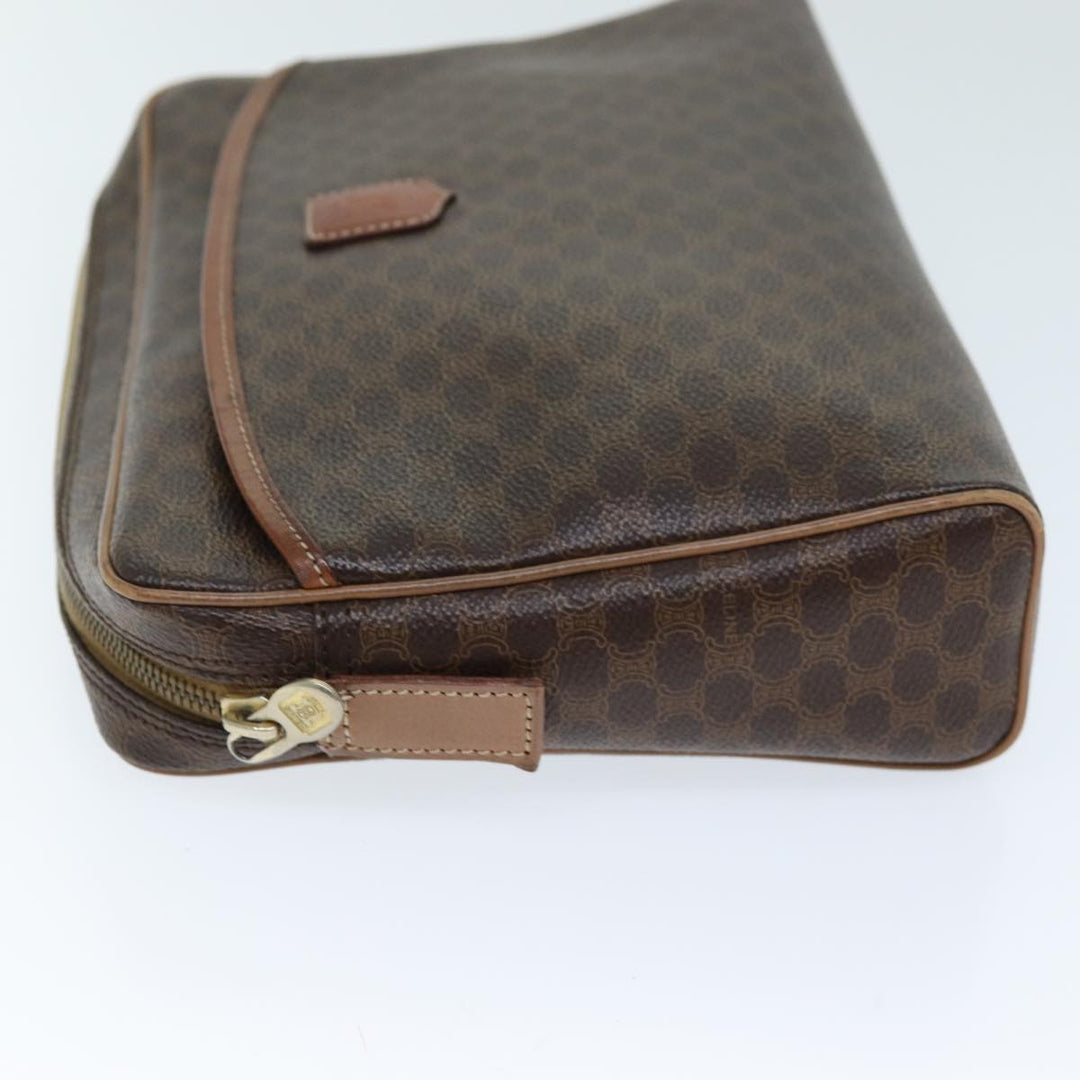 Celine Macadam Canvas Clutch Bag PVC Brown 12150