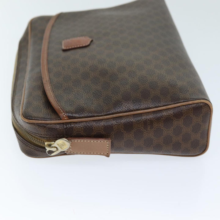 Celine Macadam Canvas Clutch Bag PVC Brown 12150