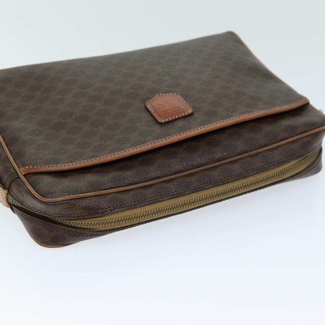 Celine Macadam Canvas Clutch Bag PVC Brown 12150